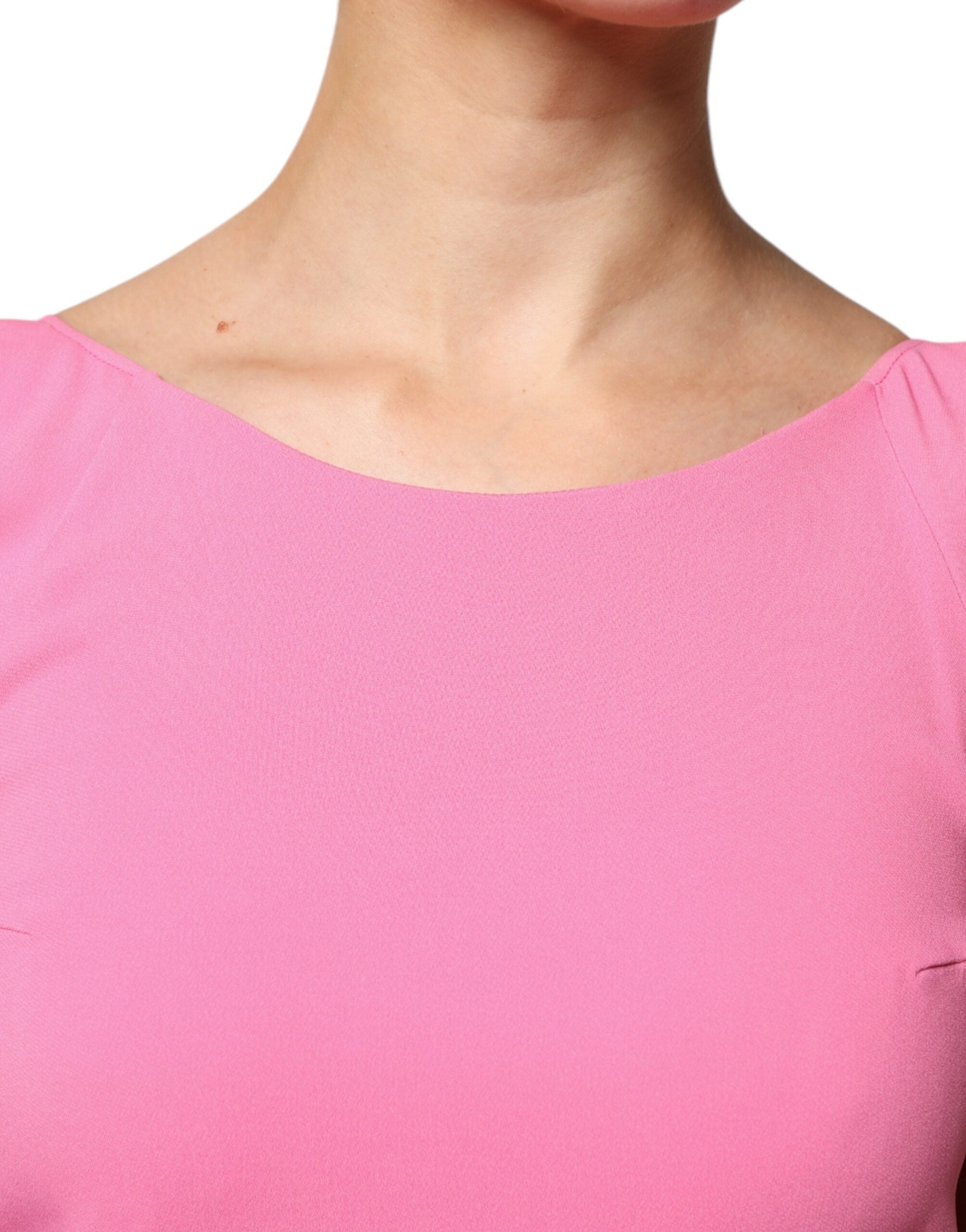 Dondup Rosa Viskose Kurze Ärmel Rückenfreies Etuikleid Mini