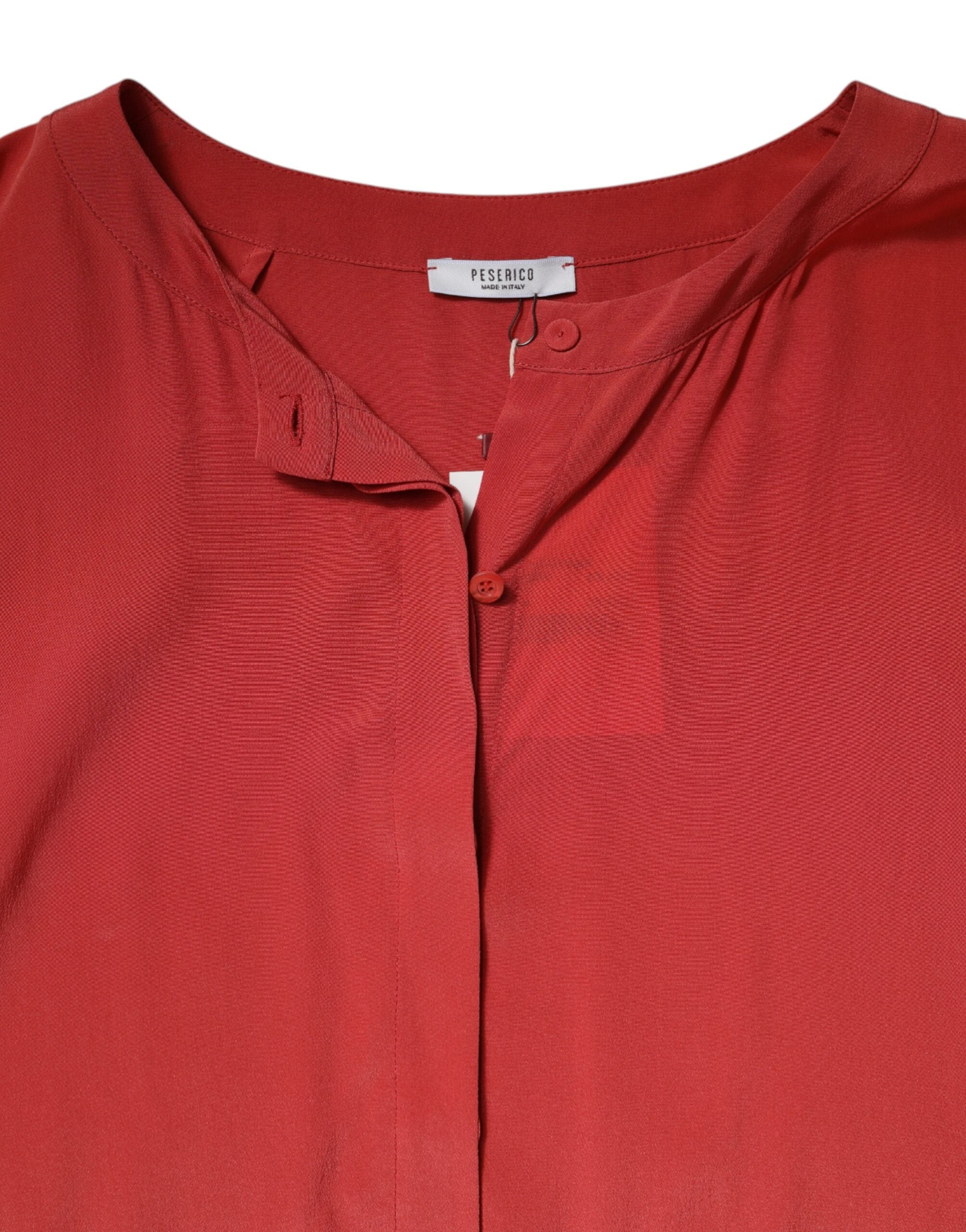 Peserico Rot Langärmeliges Kleid mit Bleistift und Tunnelzug