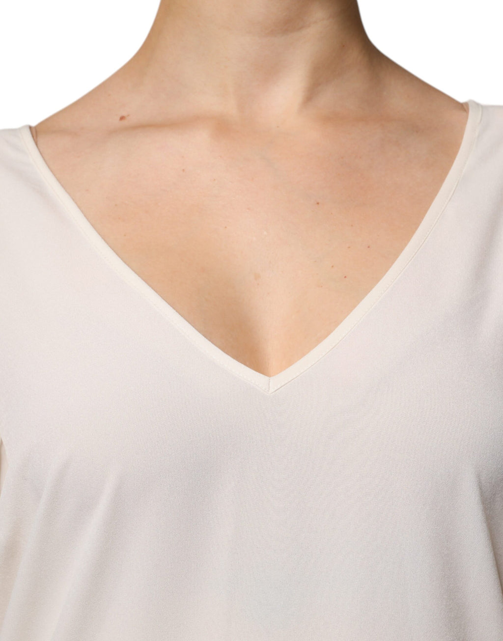 Peserico Weißes Midikleid mit kurzen Ärmeln und V-Ausschnitt