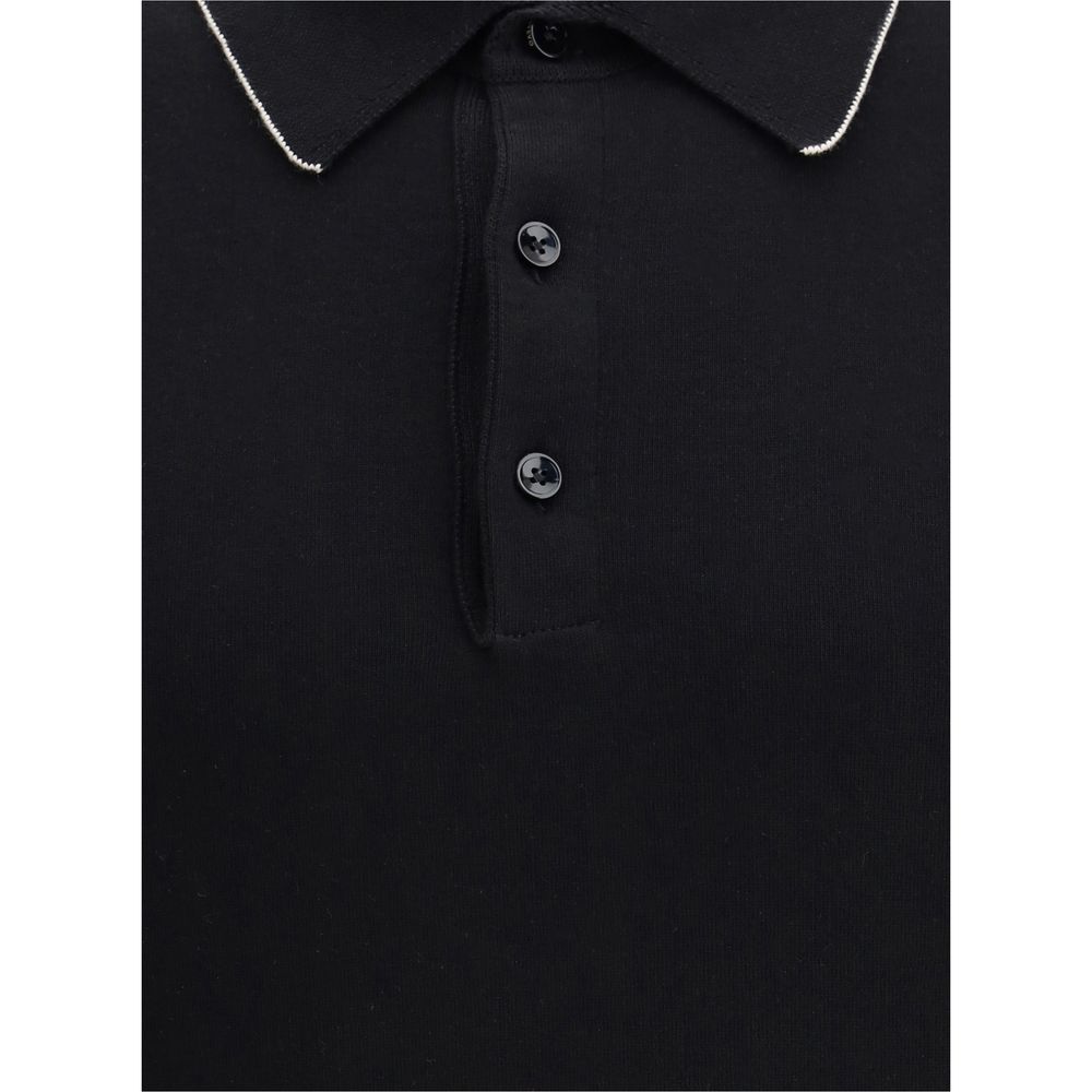 Svevo Schwarzes Baumwoll-Poloshirt