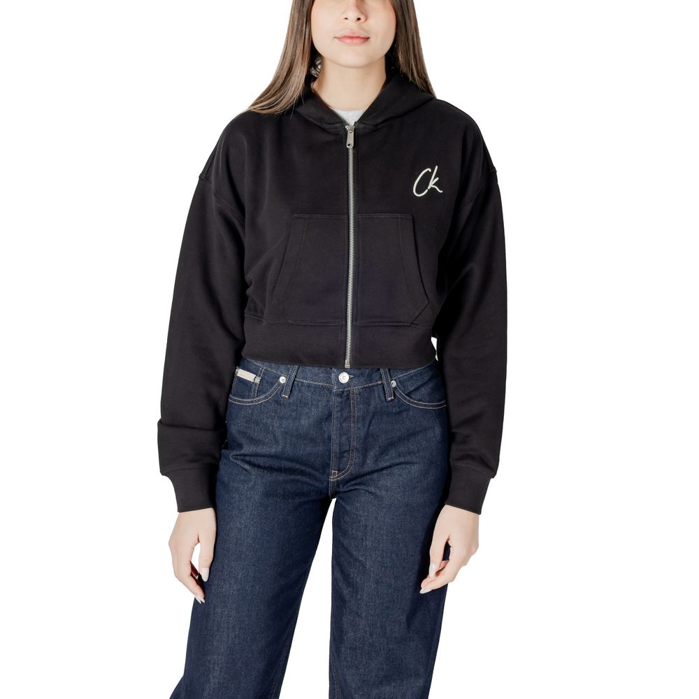 Calvin Klein Jeans Schwarzer Baumwoll-Kapuzenpulli