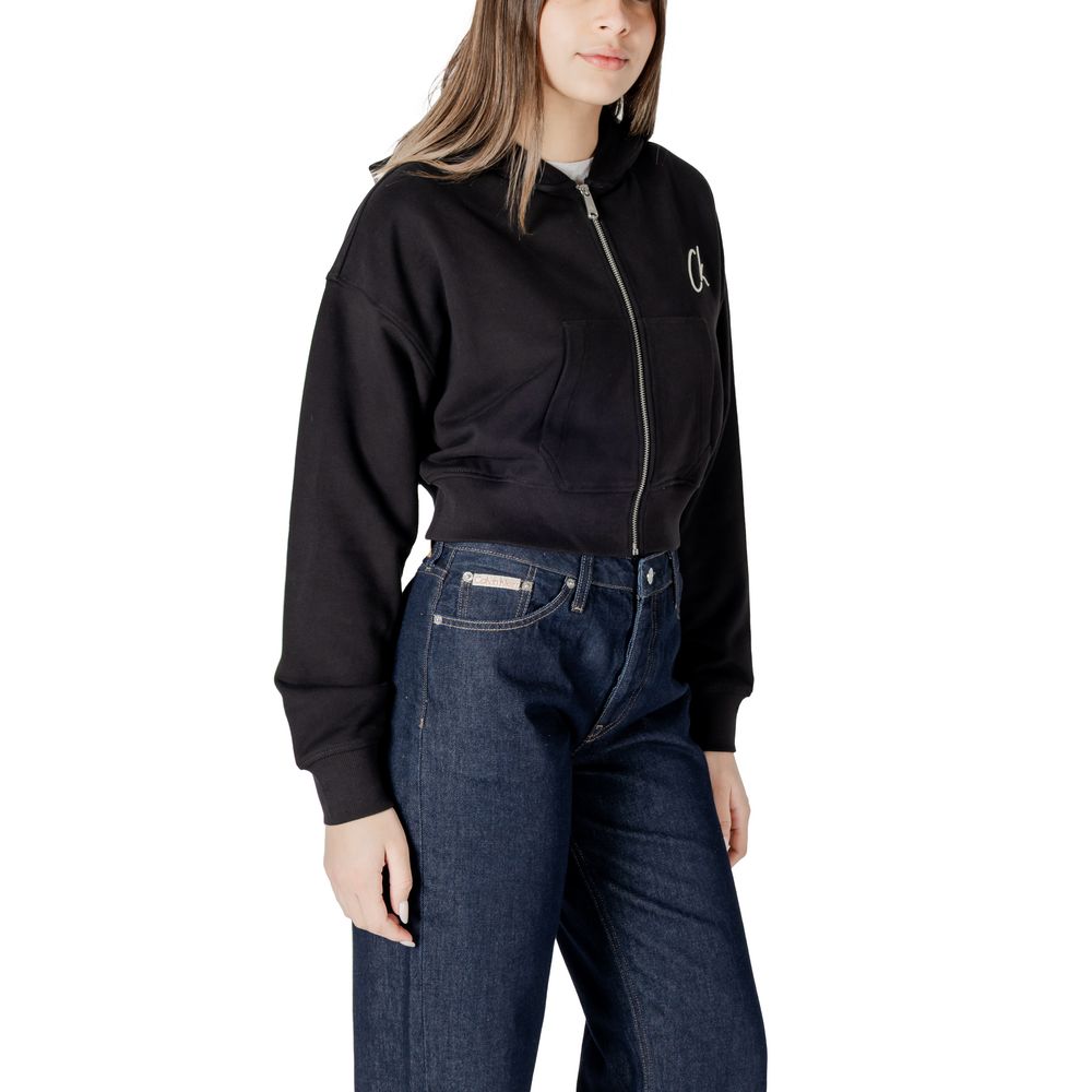Calvin Klein Jeans Schwarzer Baumwoll-Kapuzenpulli