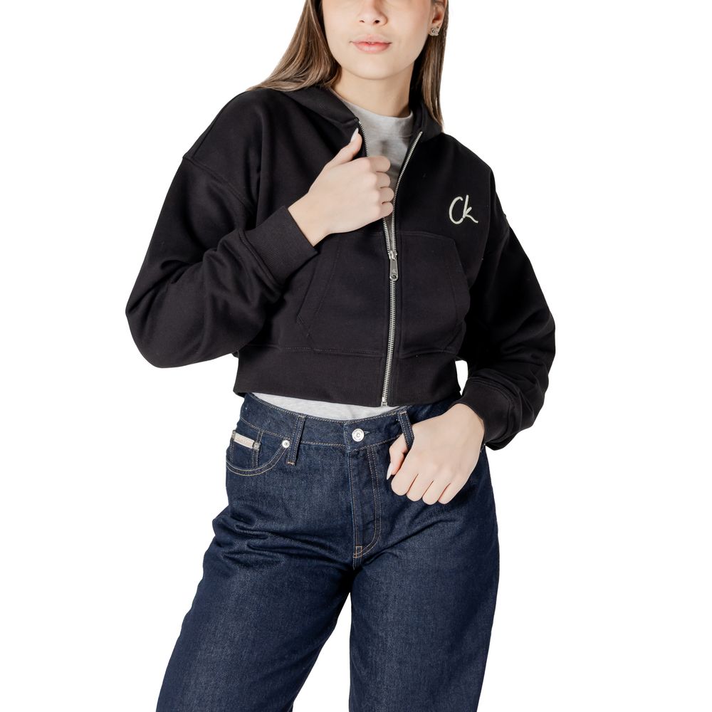 Calvin Klein Jeans Schwarzer Baumwoll-Kapuzenpulli