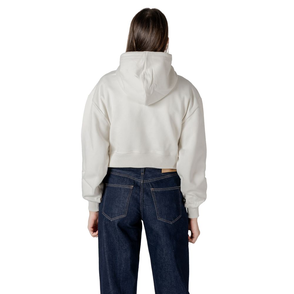 Calvin Klein Jeans Cremefarbener Baumwoll-Kapuzenpulli