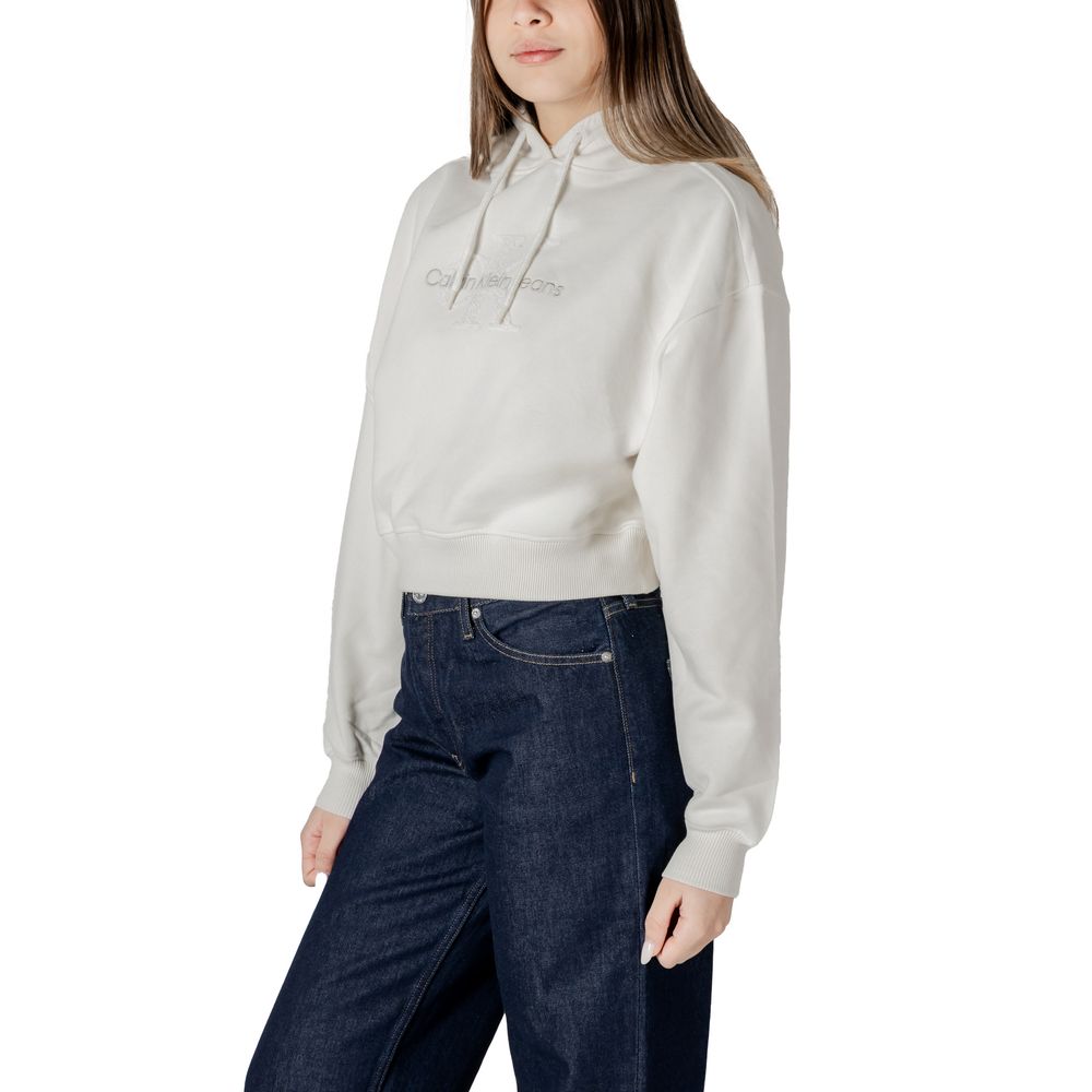 Calvin Klein Jeans Cremefarbener Baumwoll-Kapuzenpulli