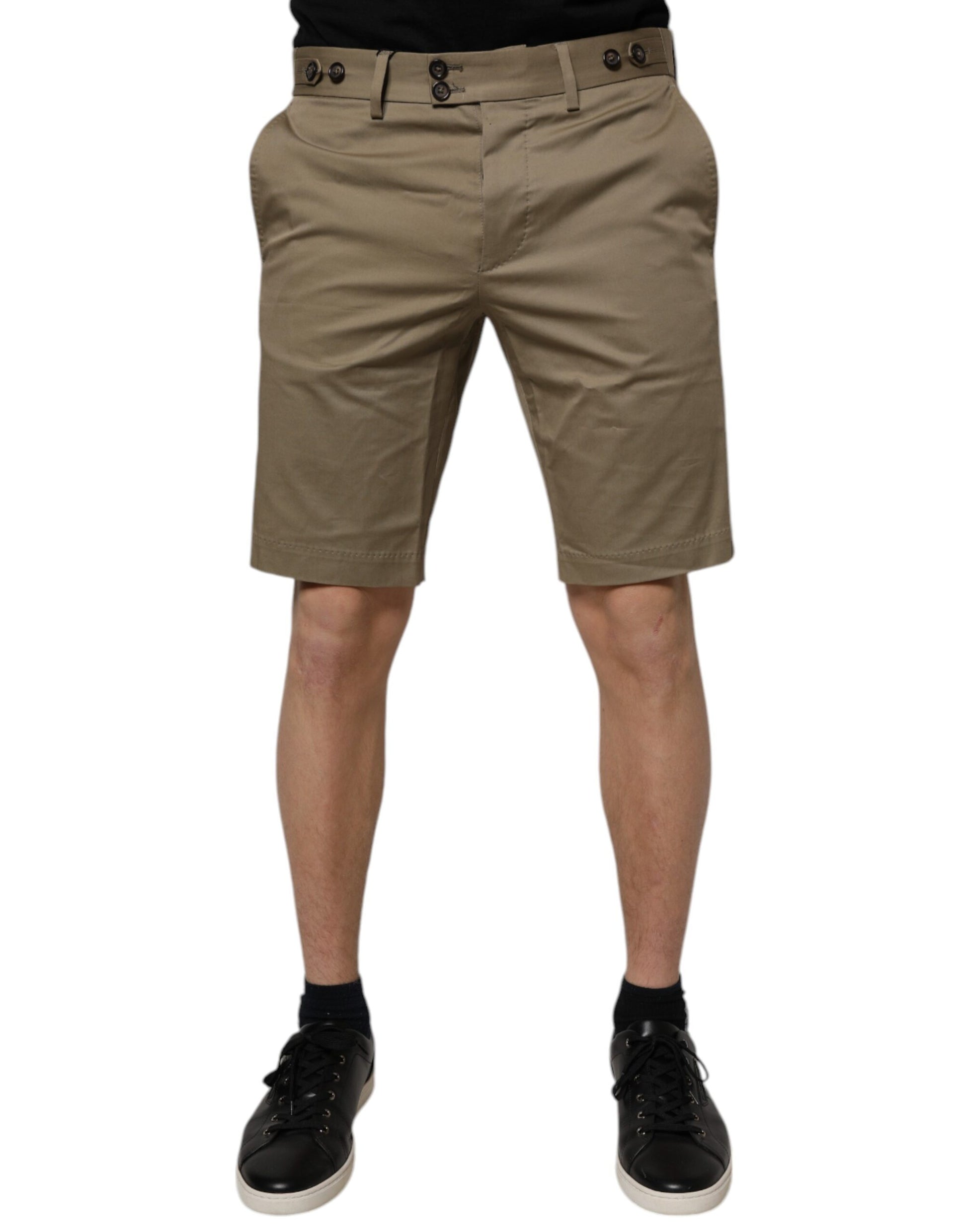Dolce & Gabbana Dunkle Khaki Baumwolle Stretch Casual Chino Shorts