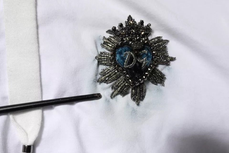 Dolce & Gabbana Weißes Baumwoll-Sweatshirt mit Kapuze Pullover