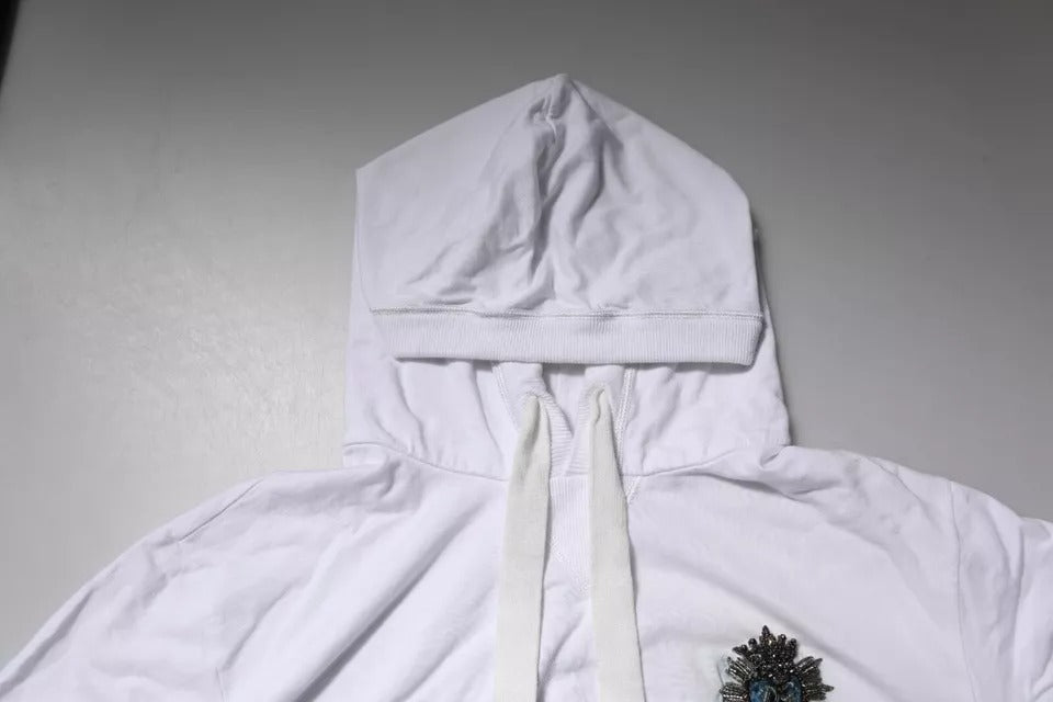 Dolce & Gabbana Weißes Baumwoll-Sweatshirt mit Kapuze Pullover