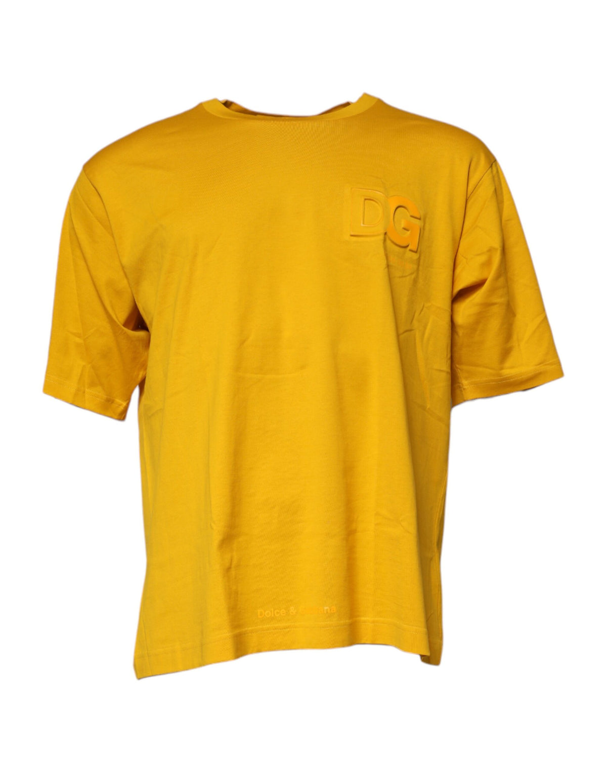 Dolce & Gabbana Dunkelgelbes Baumwoll-T-Shirt mit Logo für Herren und Rundhalsausschnitt