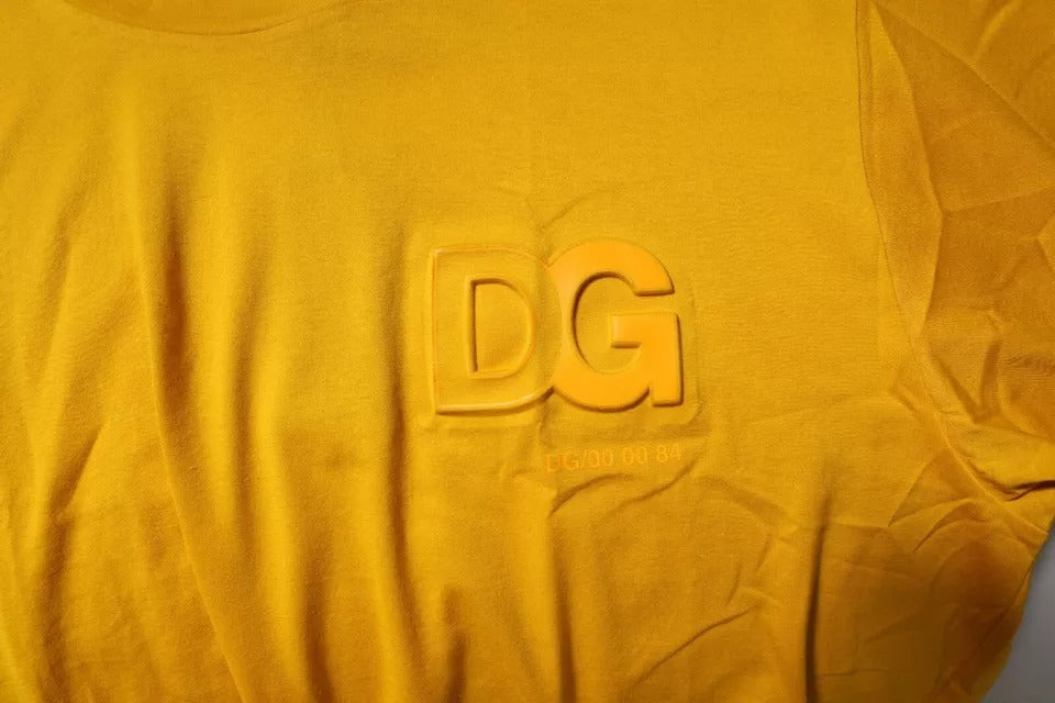Dolce & Gabbana Dunkelgelbes Baumwoll-T-Shirt mit Logo für Herren und Rundhalsausschnitt