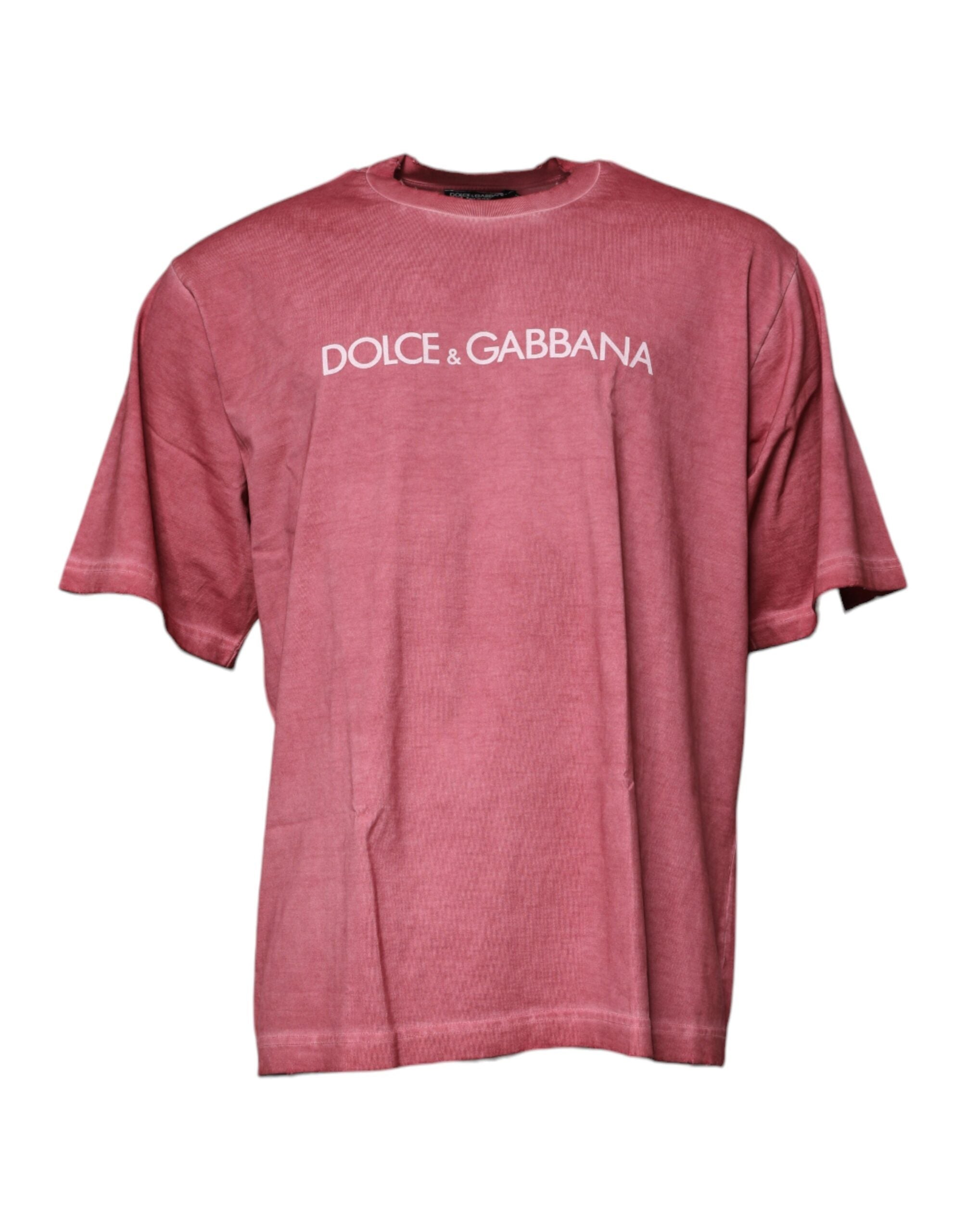Dolce & Gabbana Rosa Logo-Druck Baumwolle Rundhals T-Shirt