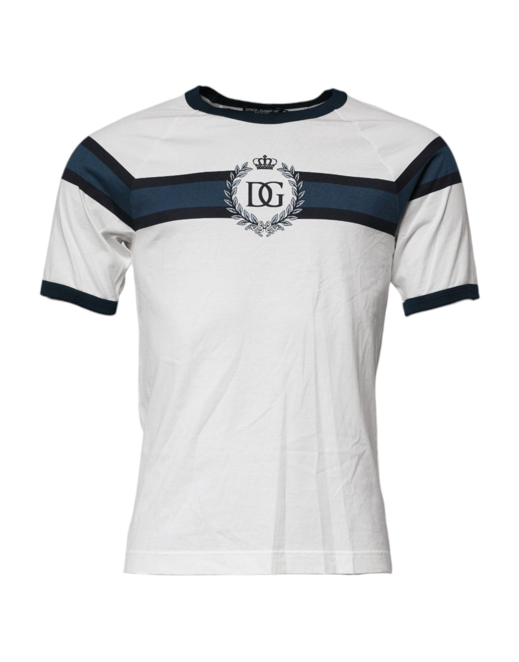 Dolce & Gabbana Weißes Logo Print Baumwolle Männer T-Shirt mit Rundhalsausschnitt