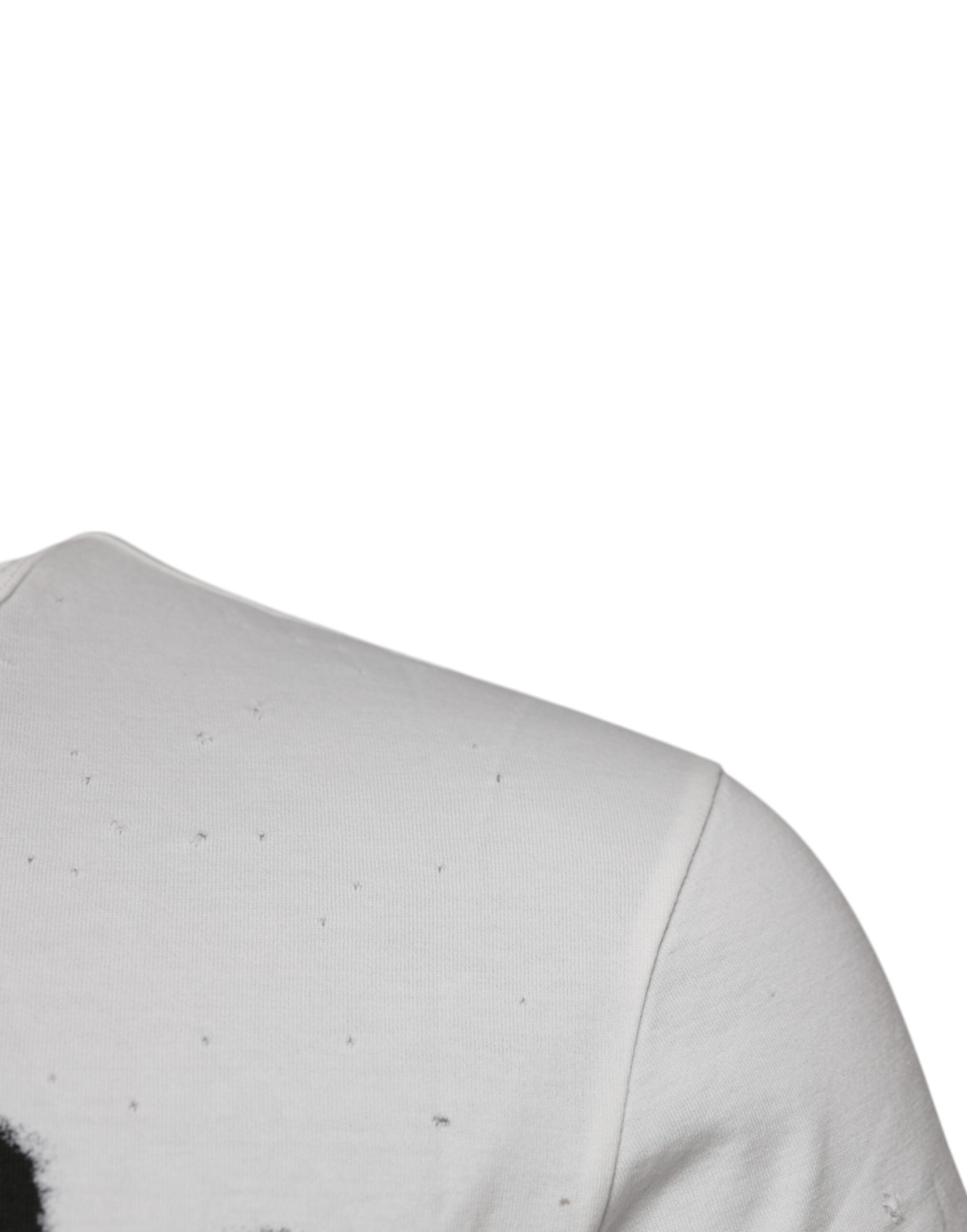 Dolce & Gabbana Weißes T-Shirt mit Rundhalsausschnitt aus Baumwolle mit Grafikdruck