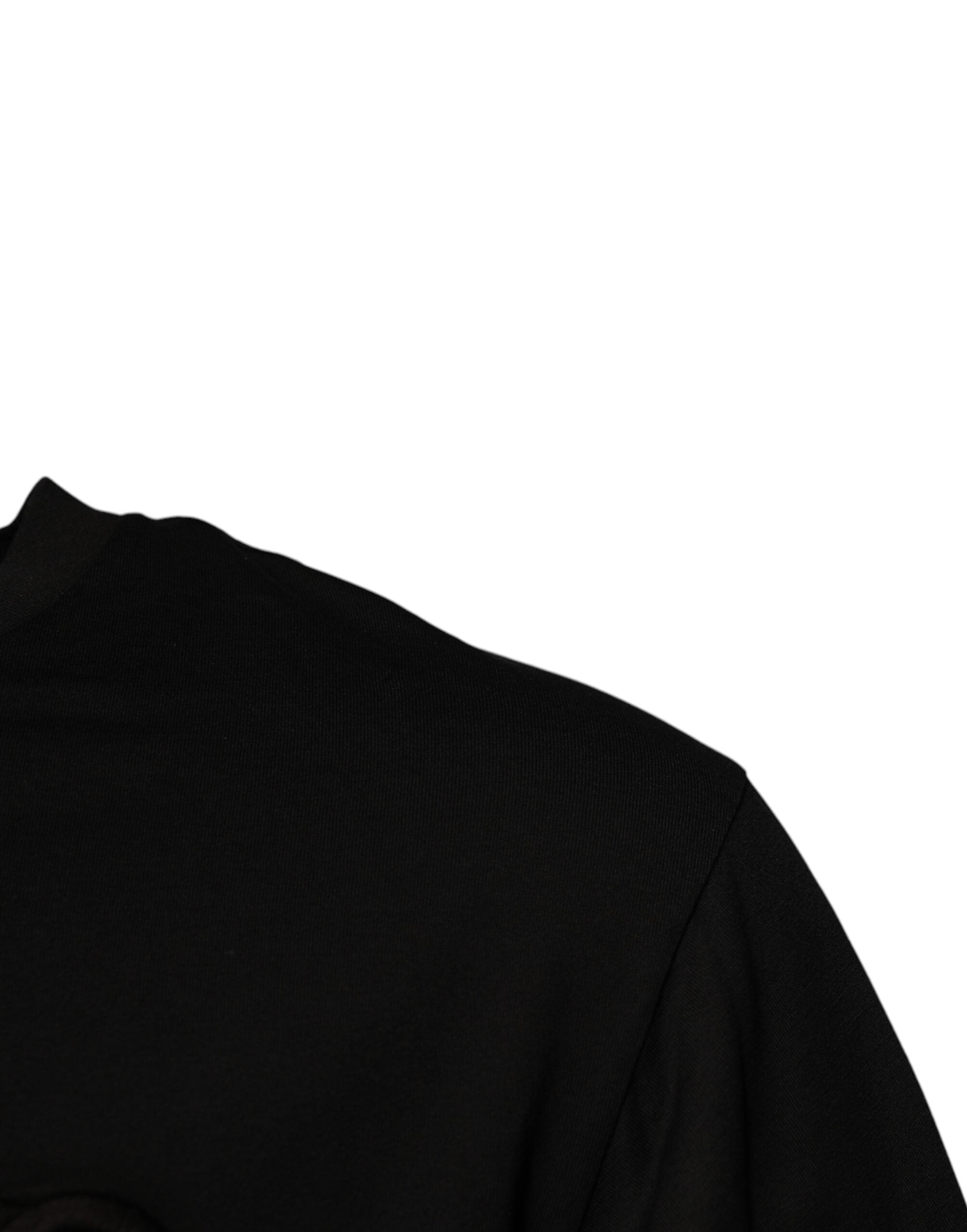 Dolce & Gabbana Schwarzes DG Logo Baumwoll-T-Shirt mit Rundhalsausschnitt