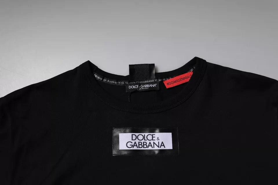 Dolce & Gabbana Schwarzes #DGMILLENNIALS Baumwoll-T-Shirt mit Rundhalsausschnitt