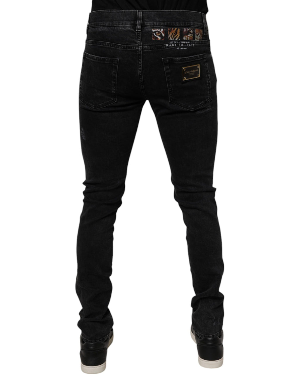 Dolce & Gabbana Schwarze zerfledderte Baumwoll-Skinny Denim-Jeans für Männer