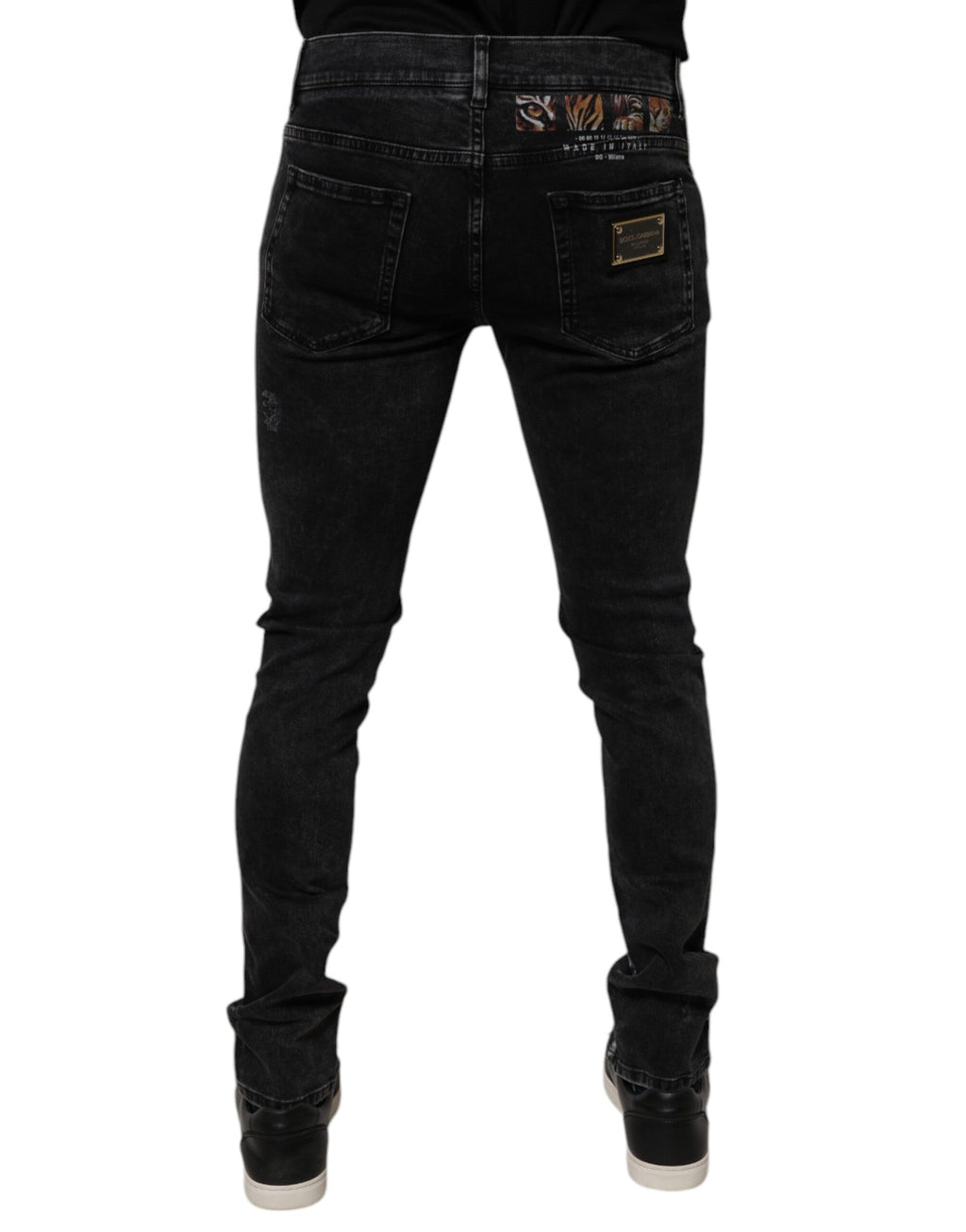 Dolce & Gabbana Schwarze zerfledderte Baumwoll-Skinny Denim-Jeans für Männer