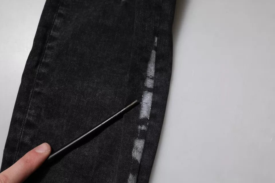 Dolce & Gabbana Schwarze zerfledderte Baumwoll-Skinny Denim-Jeans für Männer