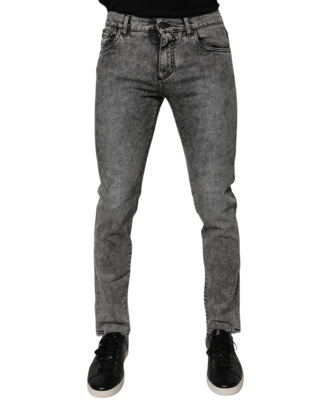 Dolce & Gabbana Dunkelgraue Slim Fit Denim Jeans aus gewaschener Baumwolle