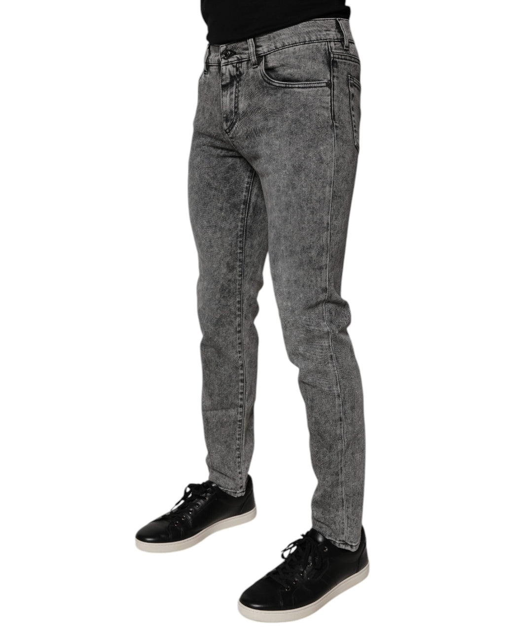 Dolce & Gabbana Dunkelgraue Slim Fit Denim Jeans aus gewaschener Baumwolle