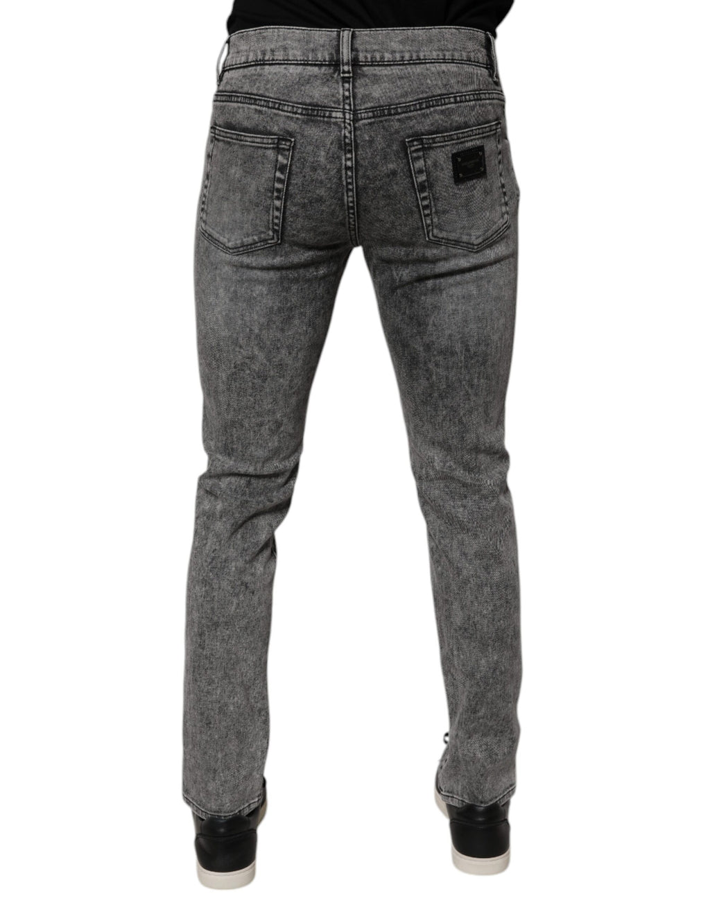 Dolce & Gabbana Dunkelgraue Slim Fit Denim Jeans aus gewaschener Baumwolle