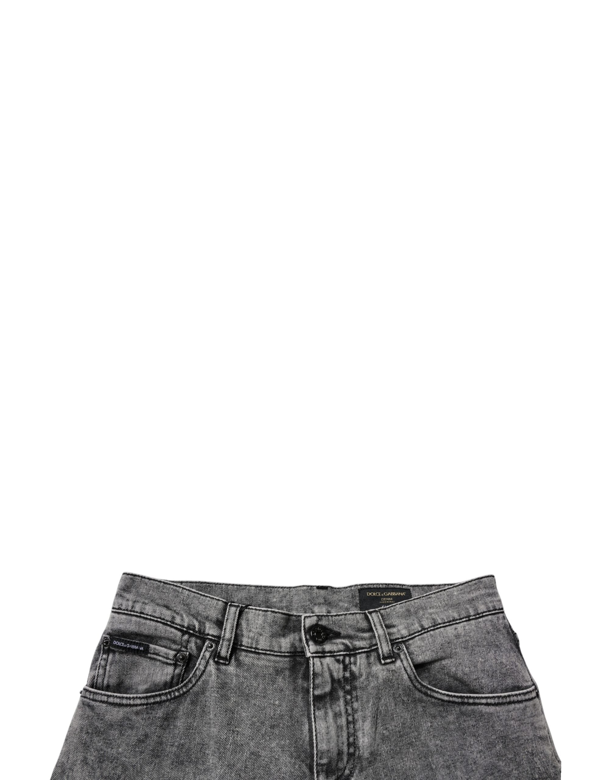 Dolce & Gabbana Dunkelgraue Slim Fit Denim Jeans aus gewaschener Baumwolle