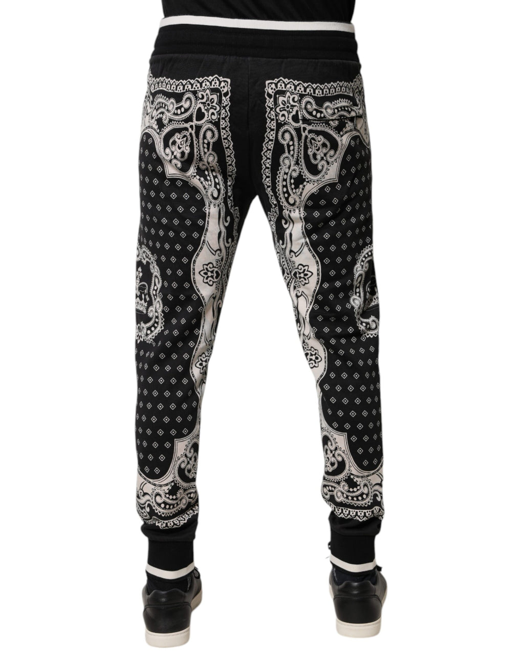 Dolce & Gabbana Schwarze Bandana Baumwoll-Jogger-Hose