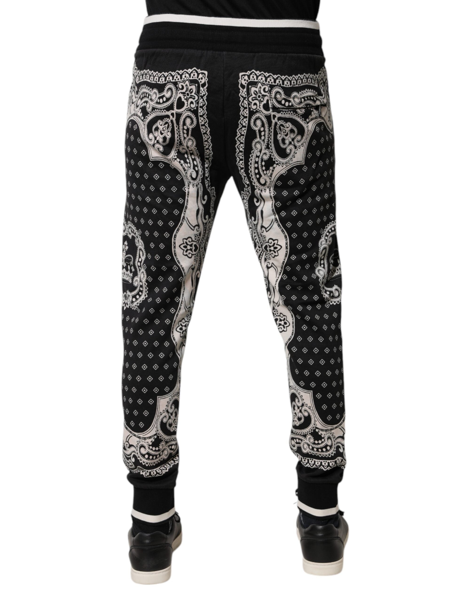 Dolce & Gabbana Schwarze Bandana Baumwoll-Jogger-Hose