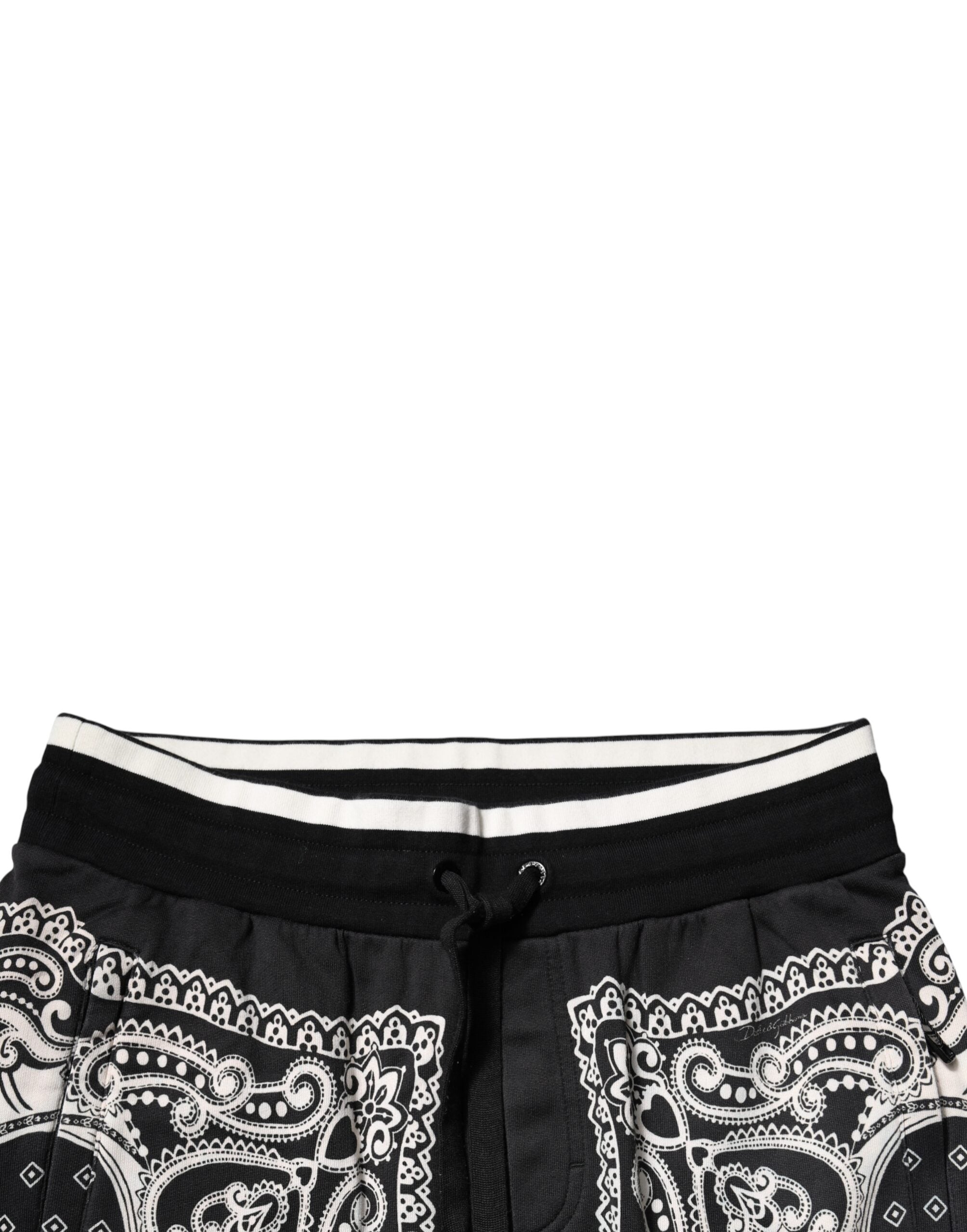 Dolce & Gabbana Schwarze Bandana Baumwoll-Jogger-Hose