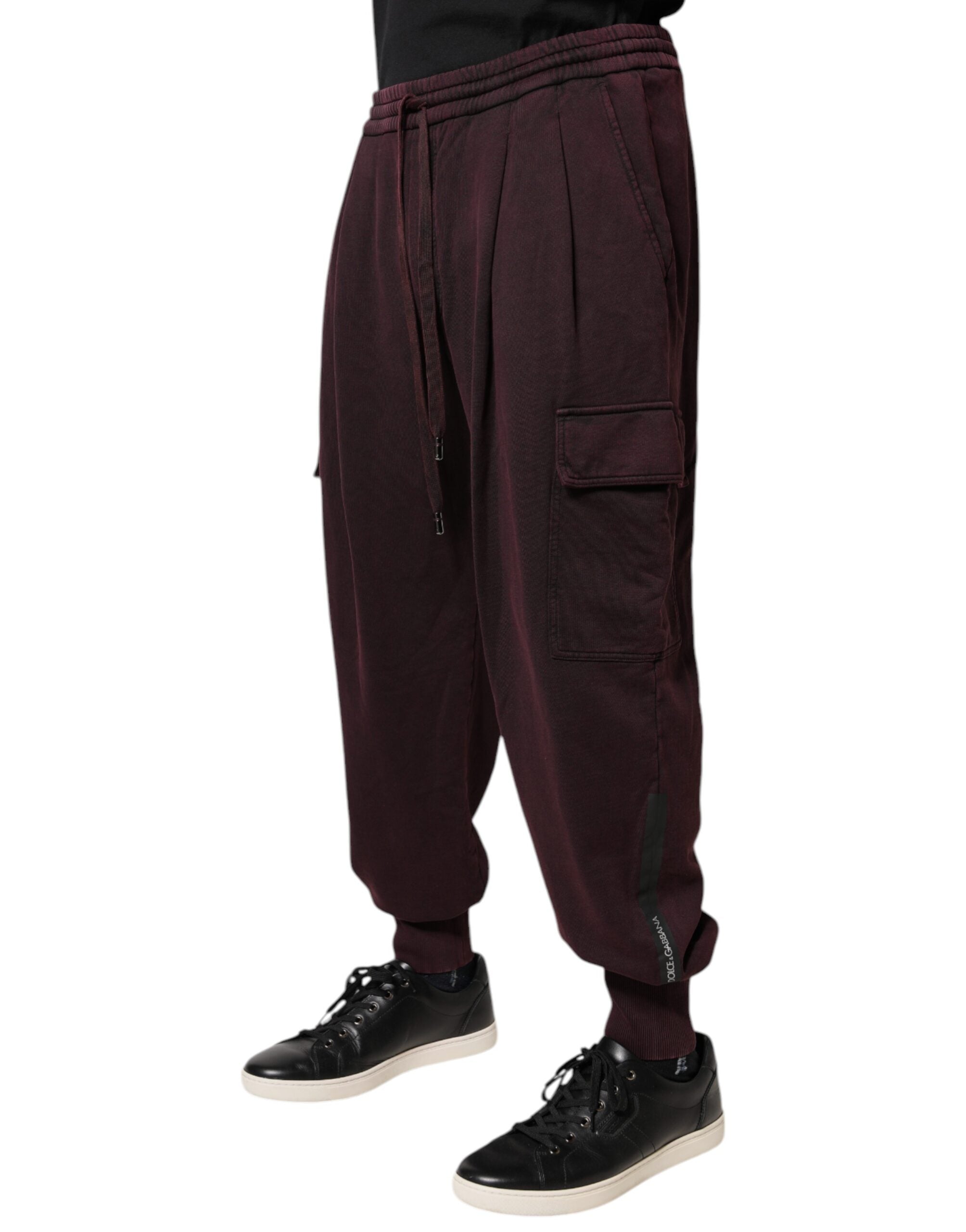 Dolce & Gabbana Dunkelviolette Cargo-Jogger-Hose aus Baumwolle