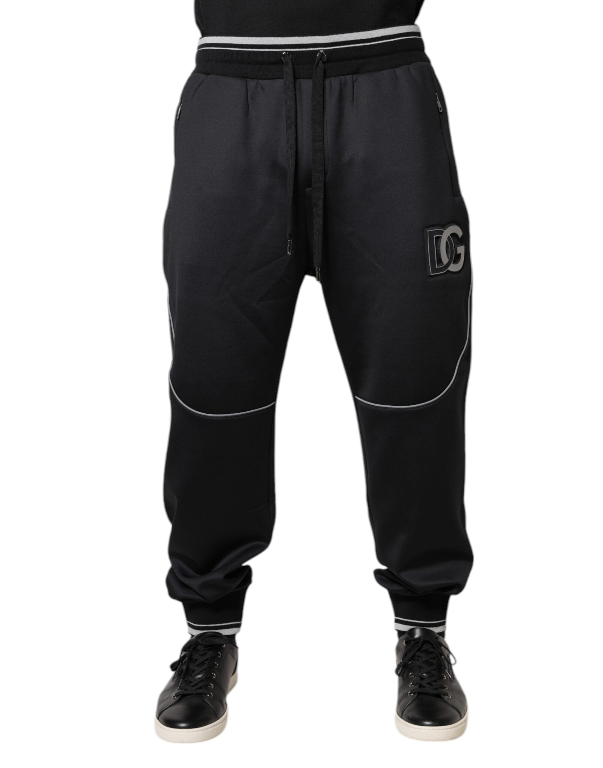 Dolce & Gabbana Schwarze Polyester-Logo-Jogger-Hose