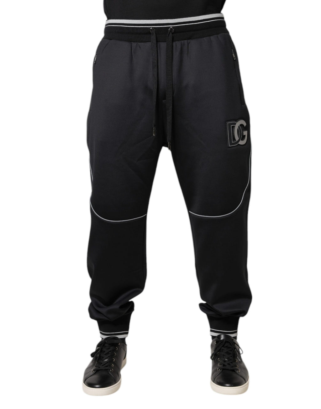 Dolce & Gabbana Schwarze Polyester-Logo-Jogger-Hose
