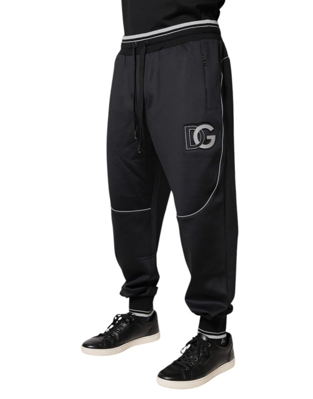 Dolce & Gabbana Schwarze Polyester-Logo-Jogger-Hose