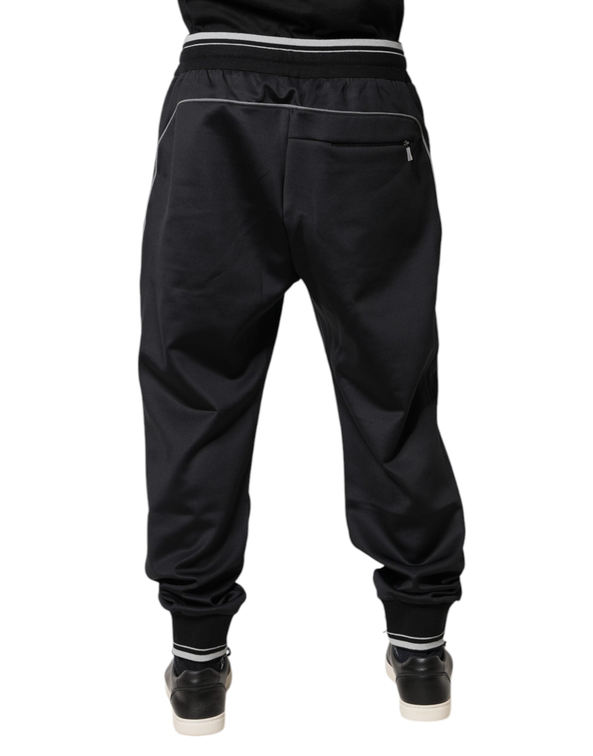 Dolce & Gabbana Schwarze Polyester-Logo-Jogger-Hose
