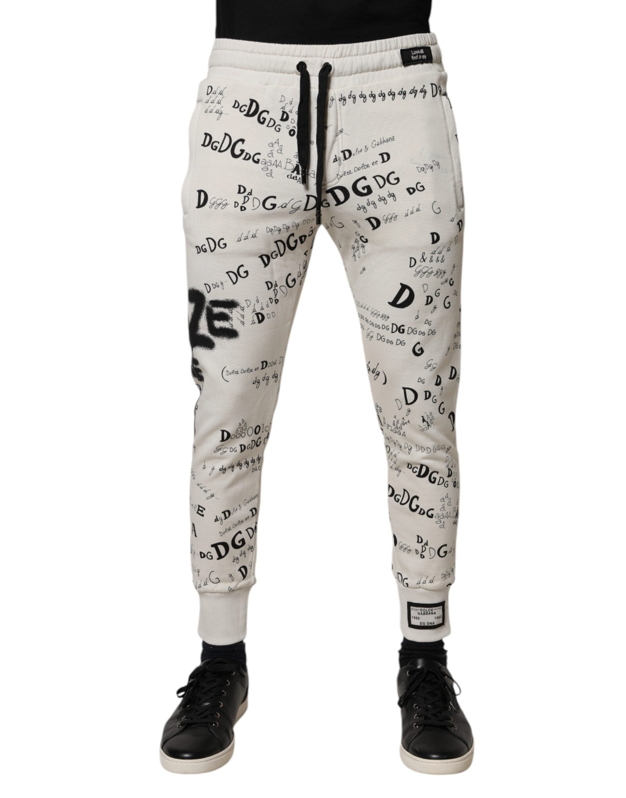 Dolce & Gabbana Weiße bedruckte Baumwoll-Jogger-Sweatpants