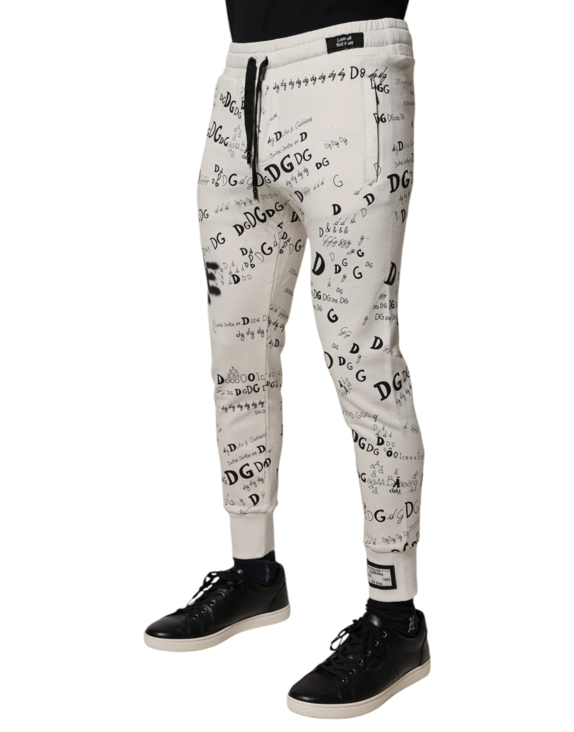 Dolce & Gabbana Weiße bedruckte Baumwoll-Jogger-Sweatpants