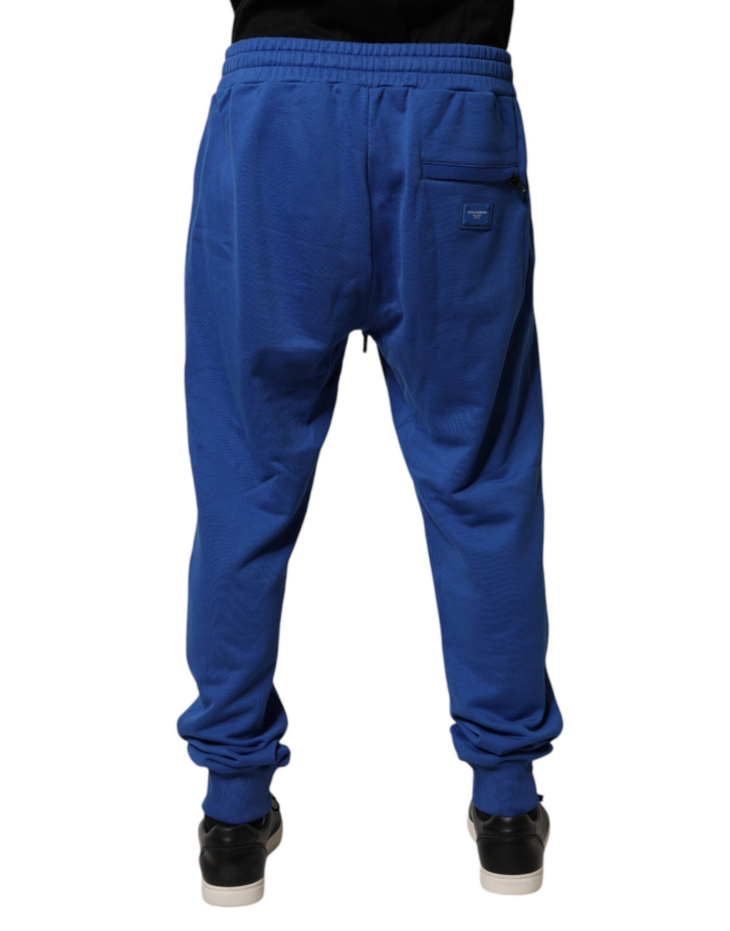 Dolce & Gabbana Blaue Baumwoll-Jogger-Hose mit mittlerer Taille