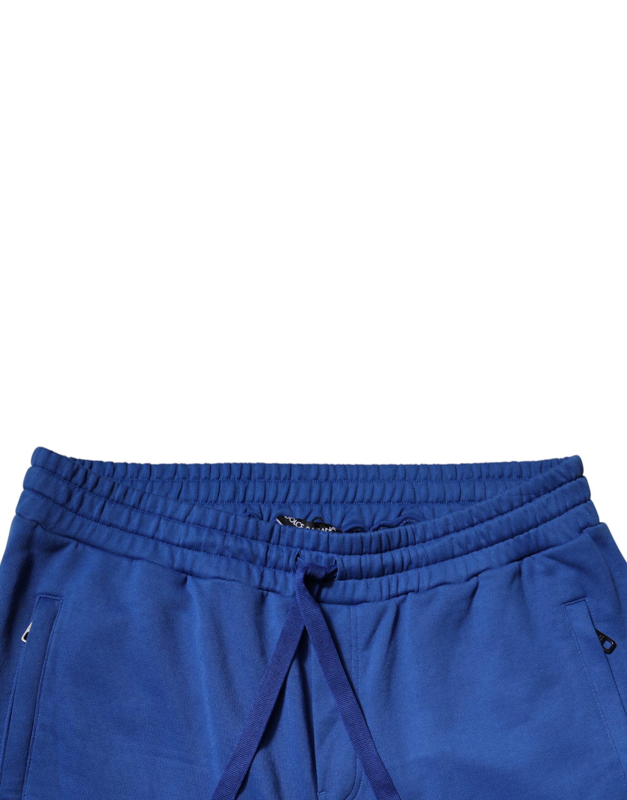 Dolce & Gabbana Blaue Baumwoll-Jogger-Hose mit mittlerer Taille