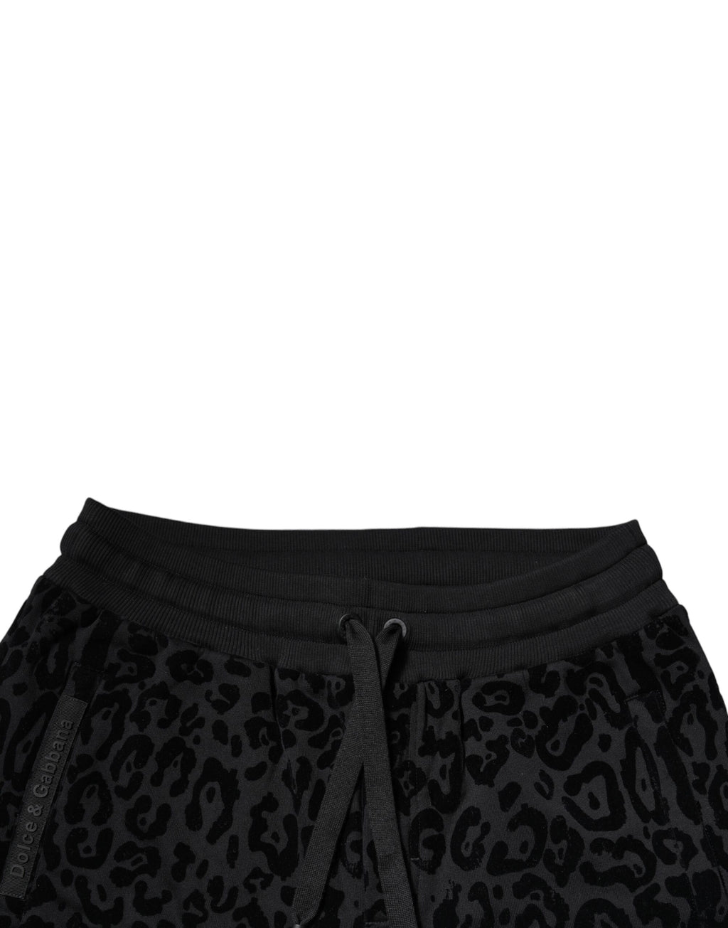 Dolce & Gabbana Schwarze Leopard-Jogginghose aus Baumwolle Sweatpants