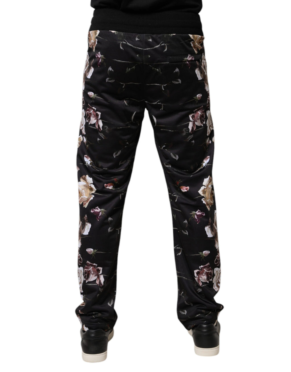 Dolce & Gabbana Schwarze geblümte Polyester-Jogger-Hose