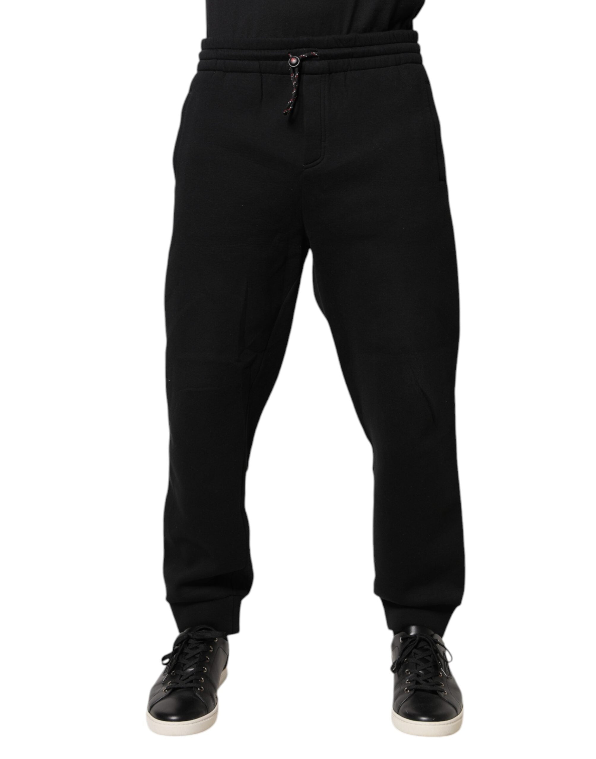 Dolce & Gabbana Schwarze Logo Patch Baumwoll-Jogger-Sweatpants Hose