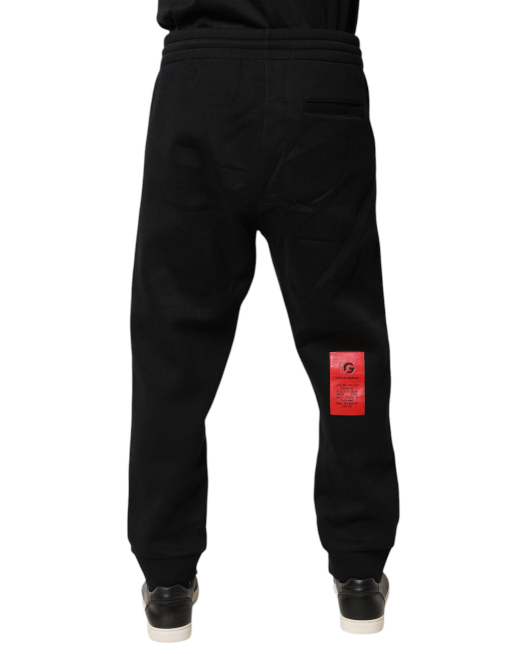 Dolce & Gabbana Schwarze Logo Patch Baumwoll-Jogger-Sweatpants Hose