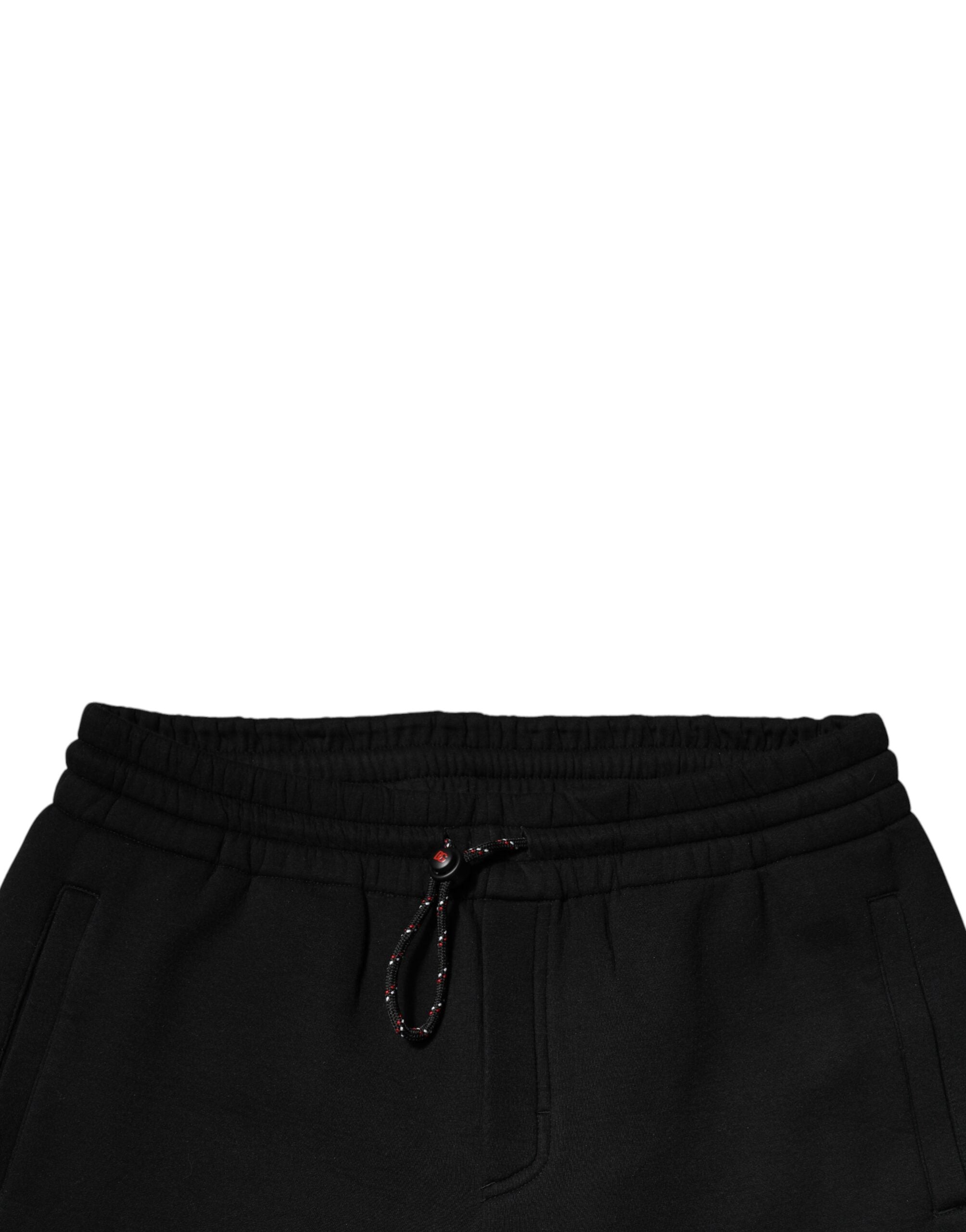 Dolce & Gabbana Schwarze Logo Patch Baumwoll-Jogger-Sweatpants Hose