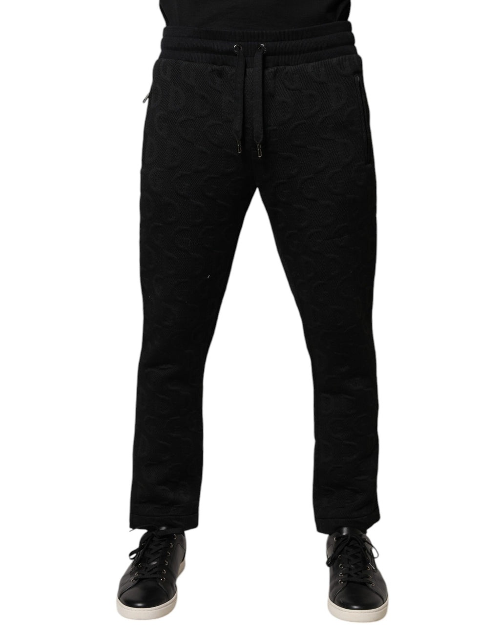 Dolce & Gabbana Schwarze Logo-Monogramm-Jogger-Sweatpants Hose
