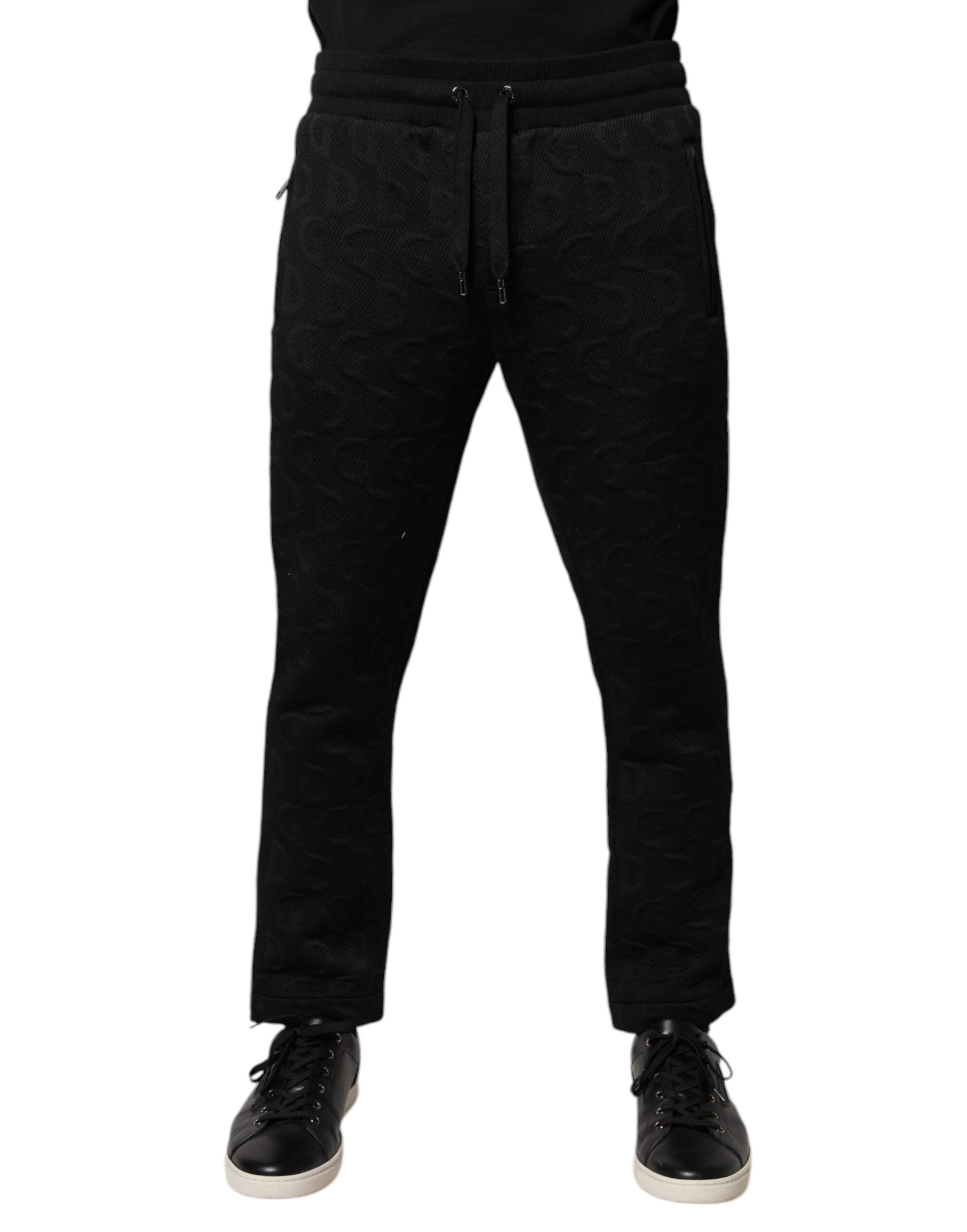 Dolce & Gabbana Schwarze Logo-Monogramm-Jogger-Sweatpants Hose