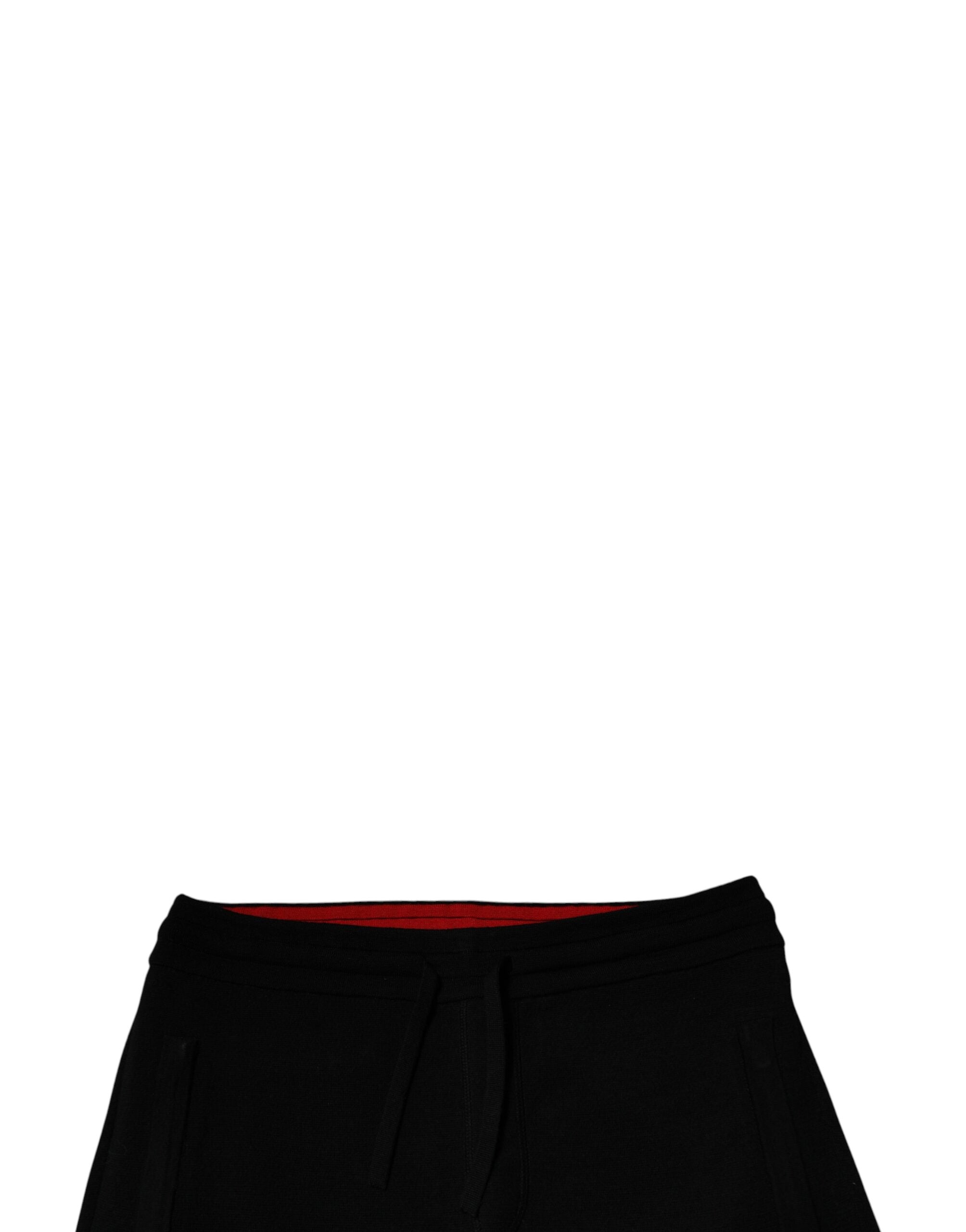 Dolce & Gabbana Schwarze Jogginghose aus Wolle mit mittlerer Taille