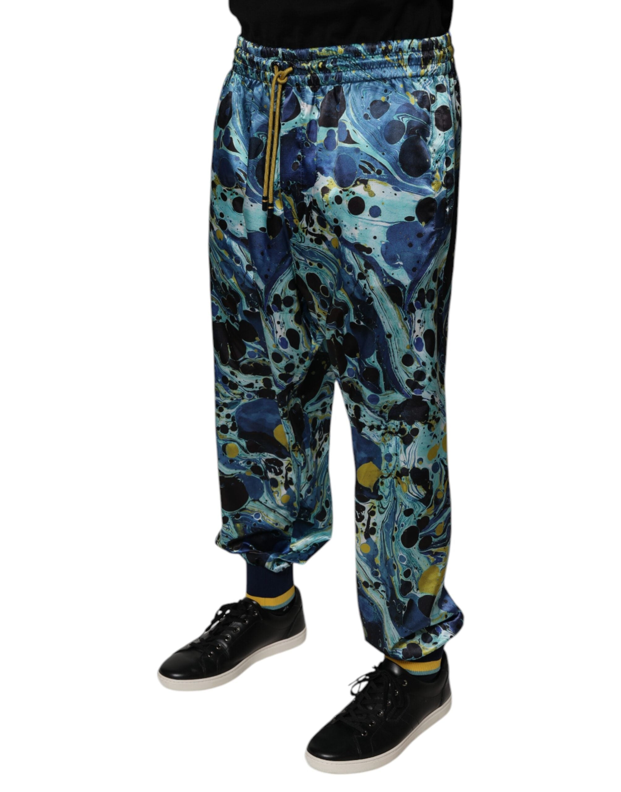 Dolce & Gabbana Multicolor Marmor Print Jogger Männer Sweatpants Hosen