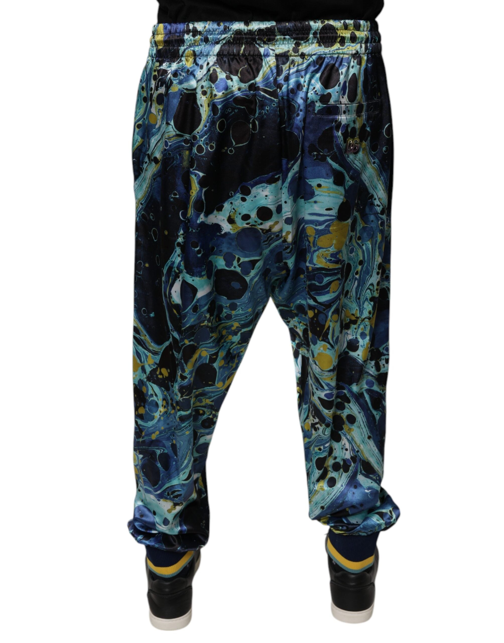Dolce & Gabbana Multicolor Marmor Print Jogger Männer Sweatpants Hosen