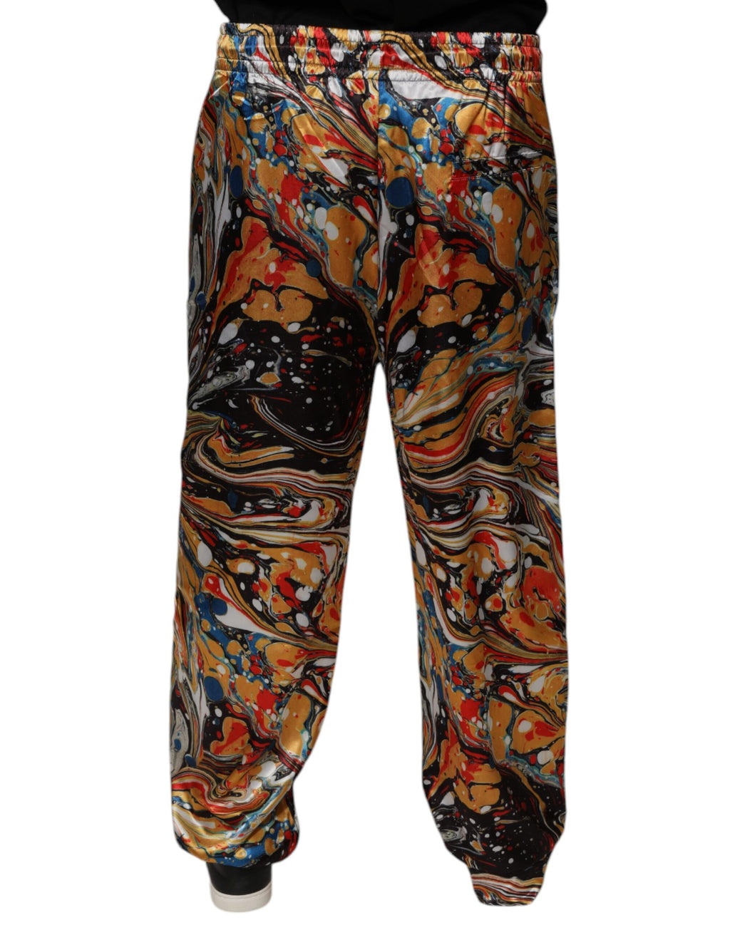 Dolce & Gabbana Multicolor Marmor Satin Herren Trainingsanzug Hose