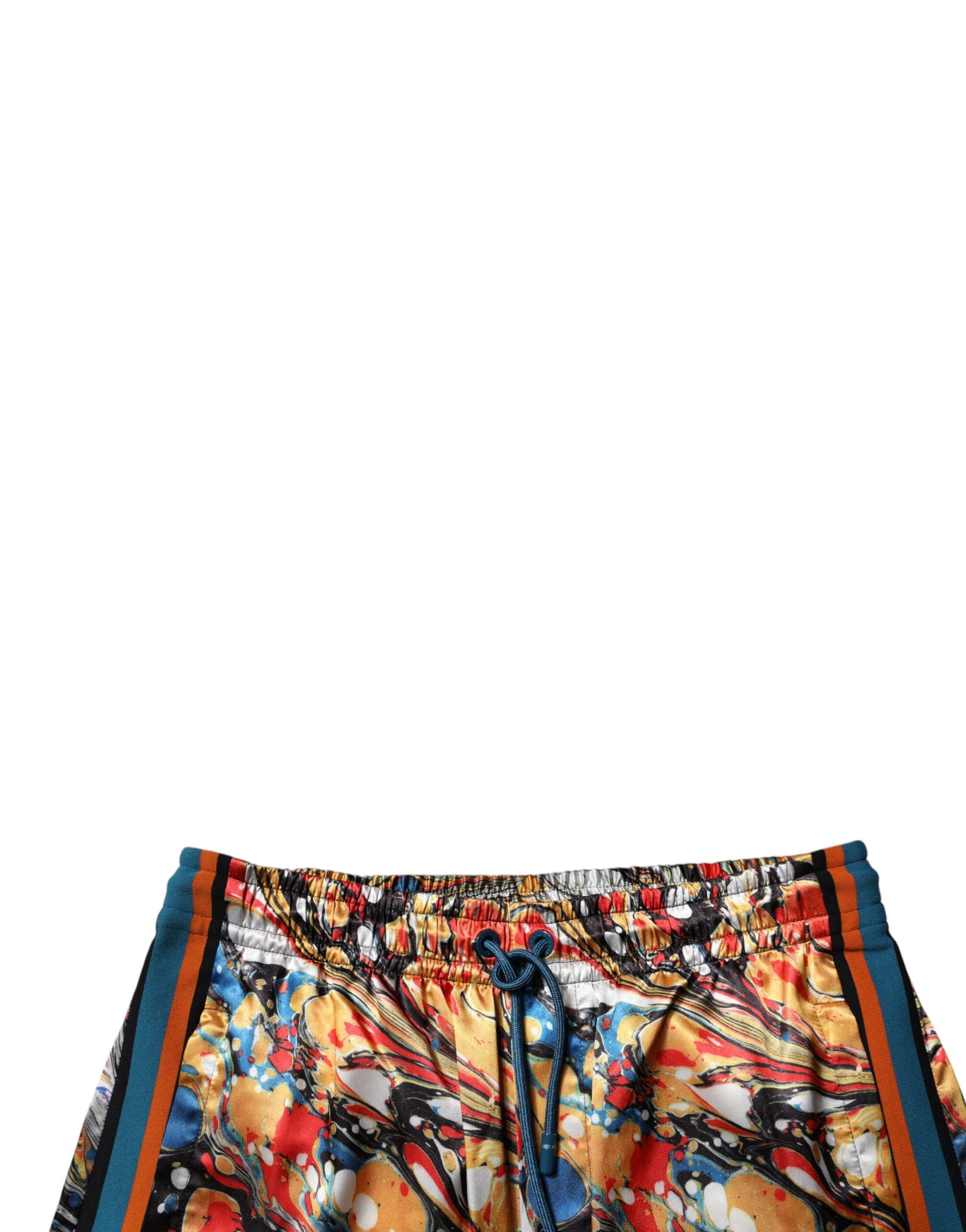 Dolce & Gabbana Multicolor Marmor Satin Herren Trainingsanzug Hose